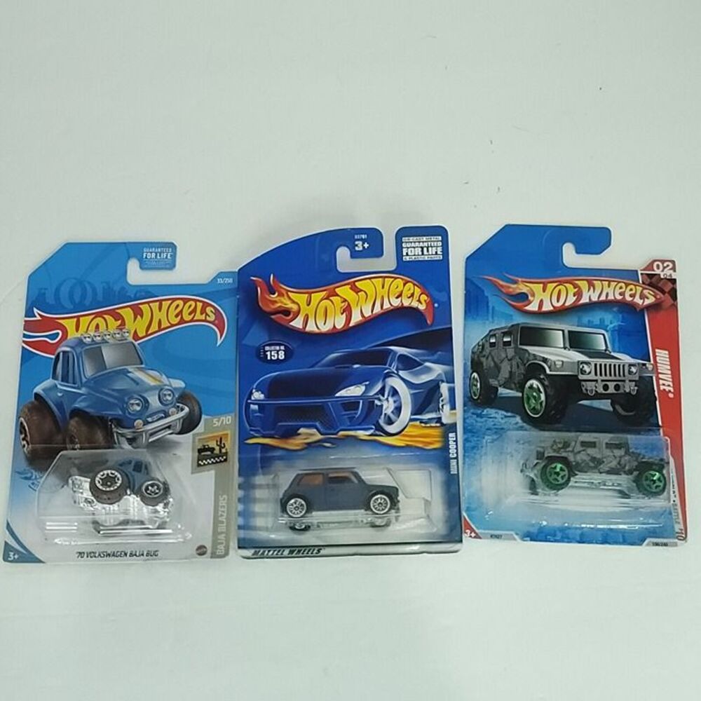 Lot of 3 Hot Wheels Mini Cooper 70 VW Baja Blazer Humvee Race World NEW Die Cast